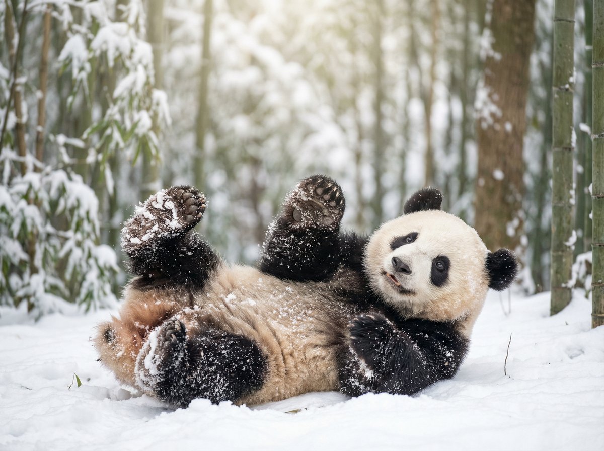高清无码熊猫宝宝雪地嬉戏视频